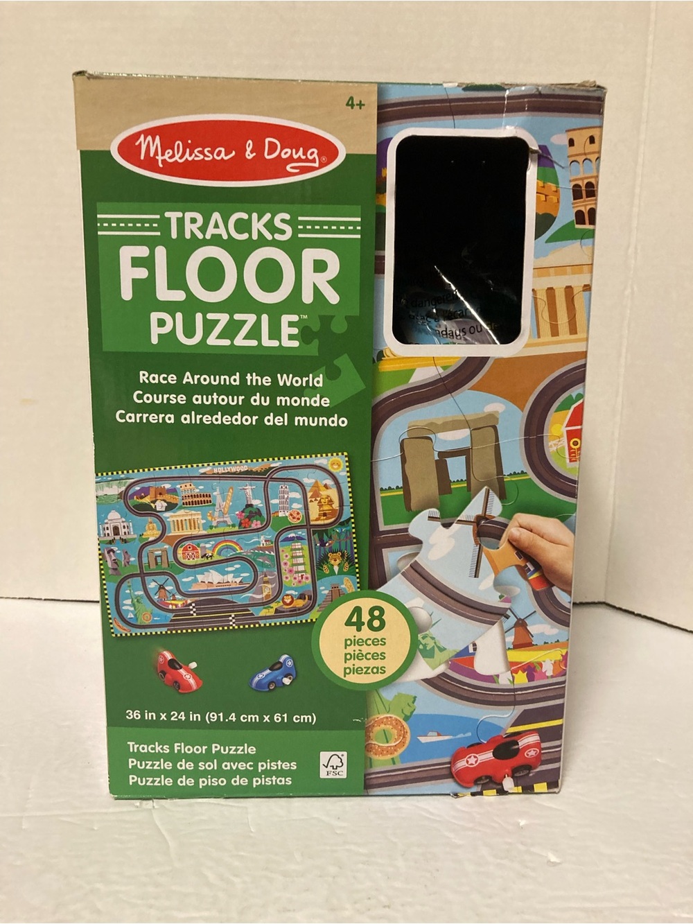 Melissa & Doug Tracks Floor Puzzle Race Around The World  Complete